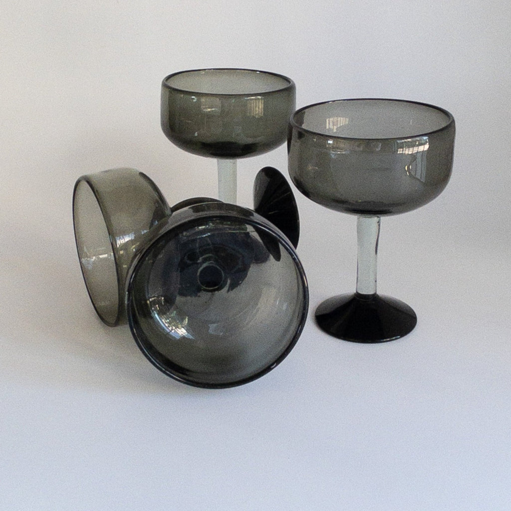 Studio CM | Handblown glass margarita glasses in a beautiful black tone