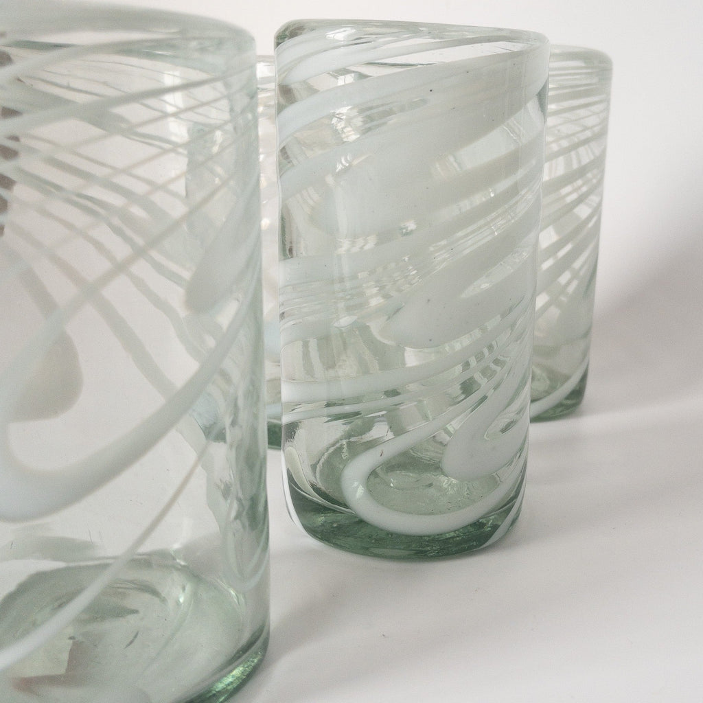 Studio CM | A classic Mexican style handblown glass with a swirl of white color designing the exterior