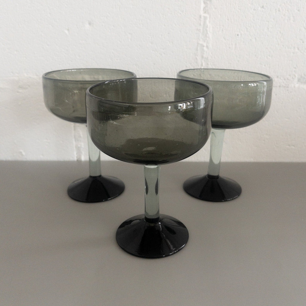 Studio CM | Handblown glass margarita glasses in a beautiful black tone