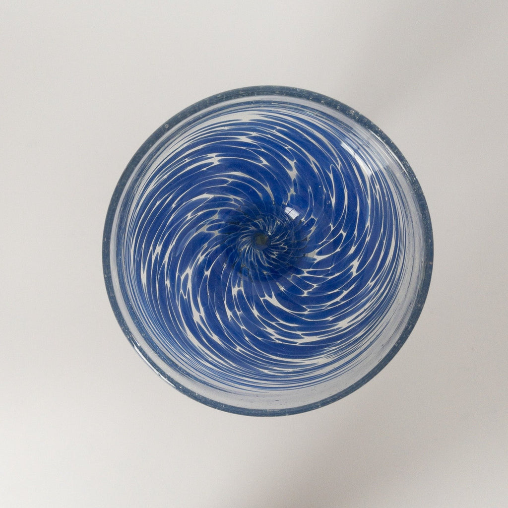 Studio CM | Margarita glass with a blue modern swirl design that were handblown in Jalisco, MX