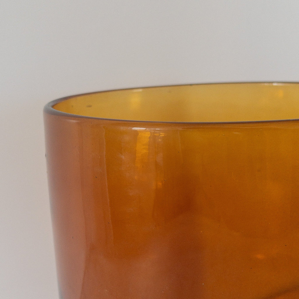 Studio CM | A handblown amber cylindrical vase made from recycled glass in Jalisco, Mexico