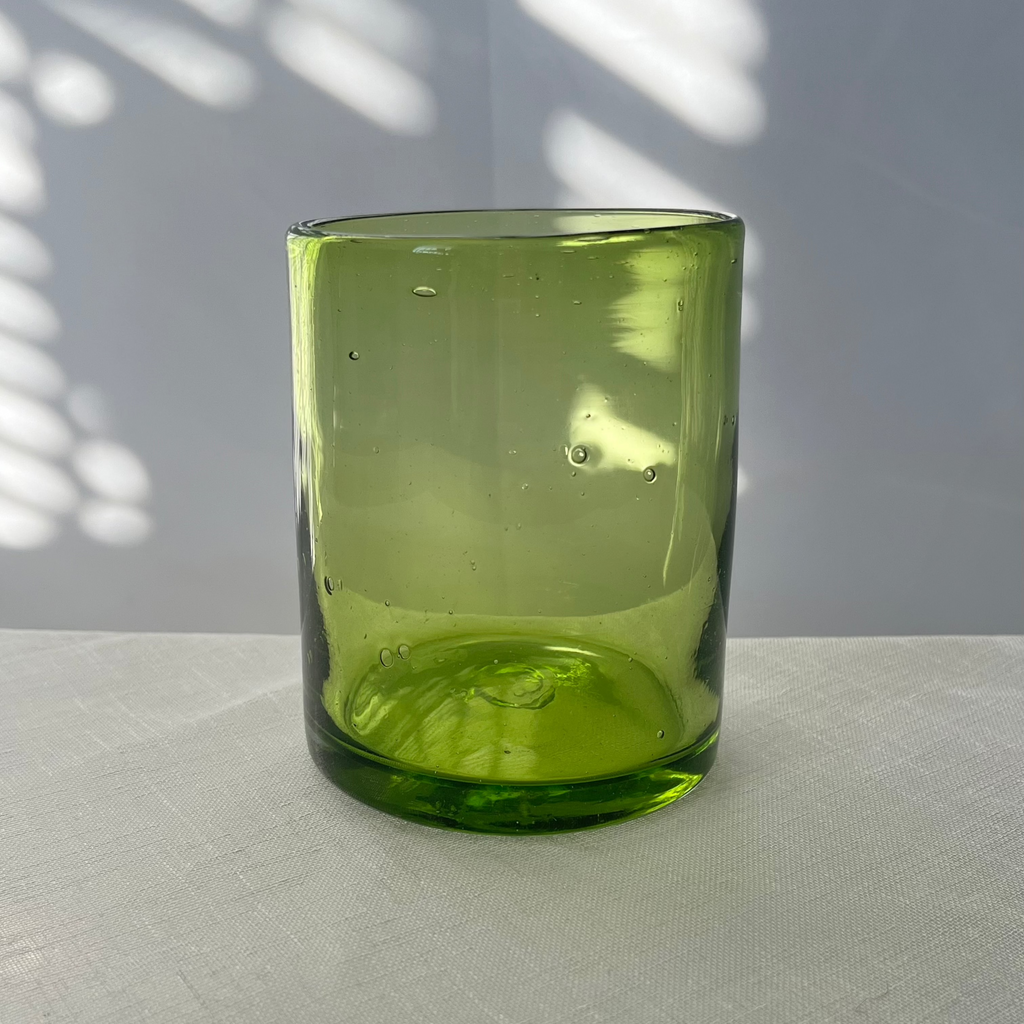 Studio CM | A vibrant green handblown 14 oz tumbler made in Jalisco, Mexico