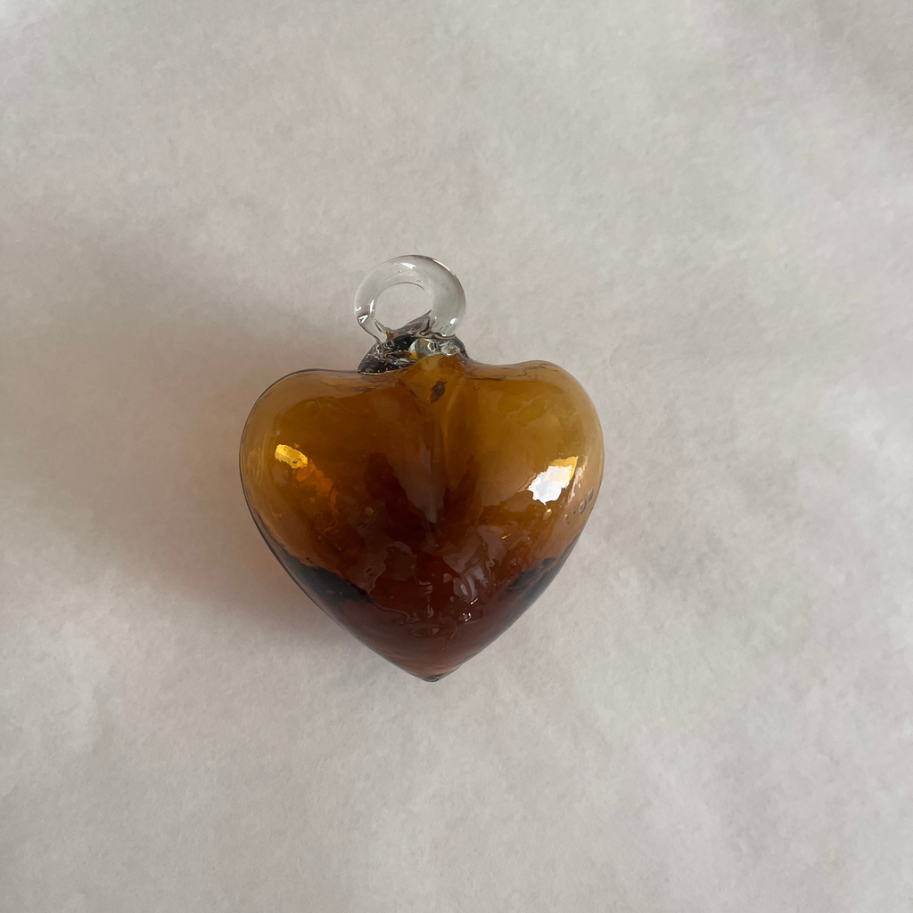 Studio CM | A glass heart ornament made from recycled glass 