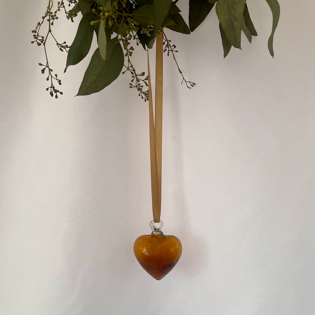 Studio CM | A glass heart ornament made from recycled glass 