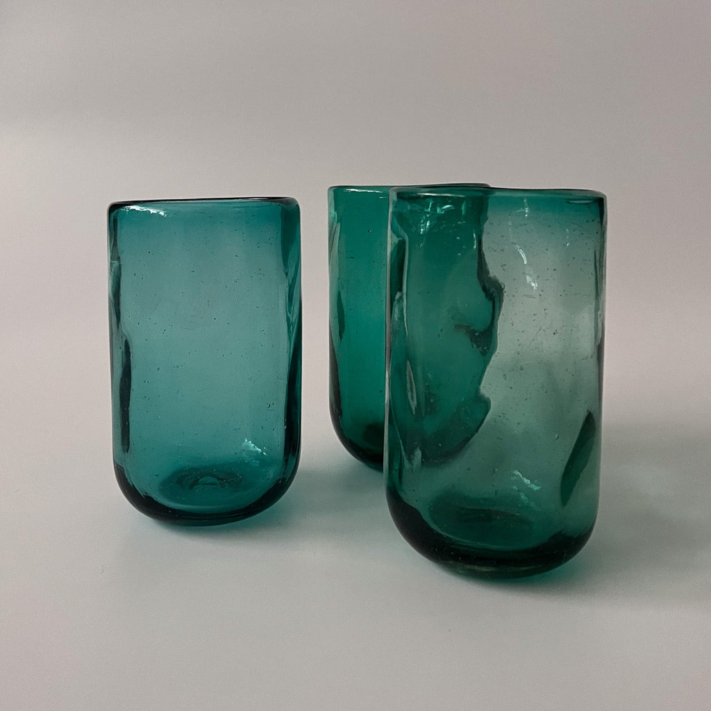 Studio CM | teal handblown highball glasses 16oz