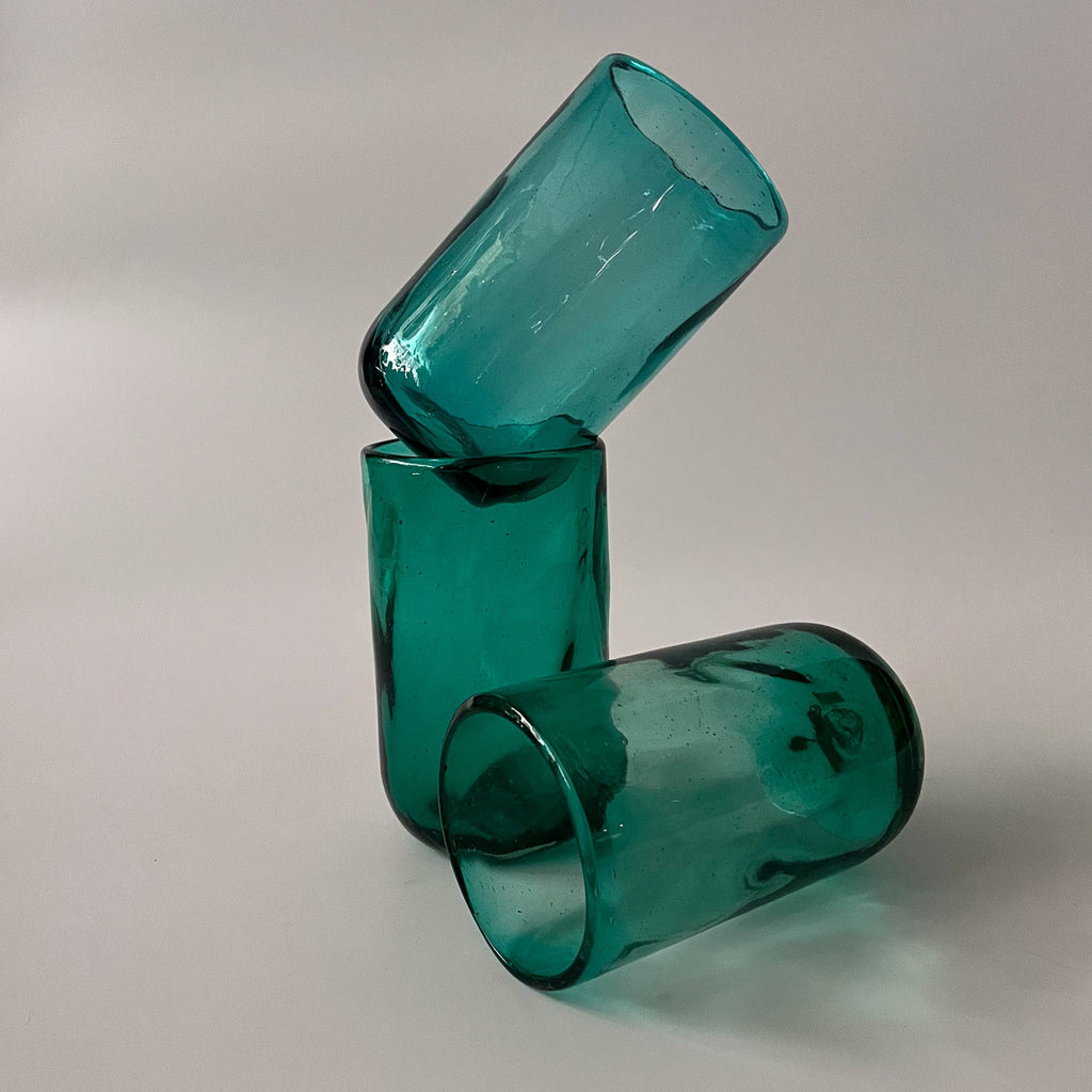 Studio CM | teal handblown highball glasses 16oz