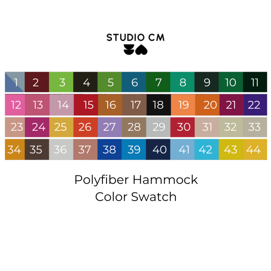 Studio CM | color swatch options for polyfiber hammocks in our custom collection