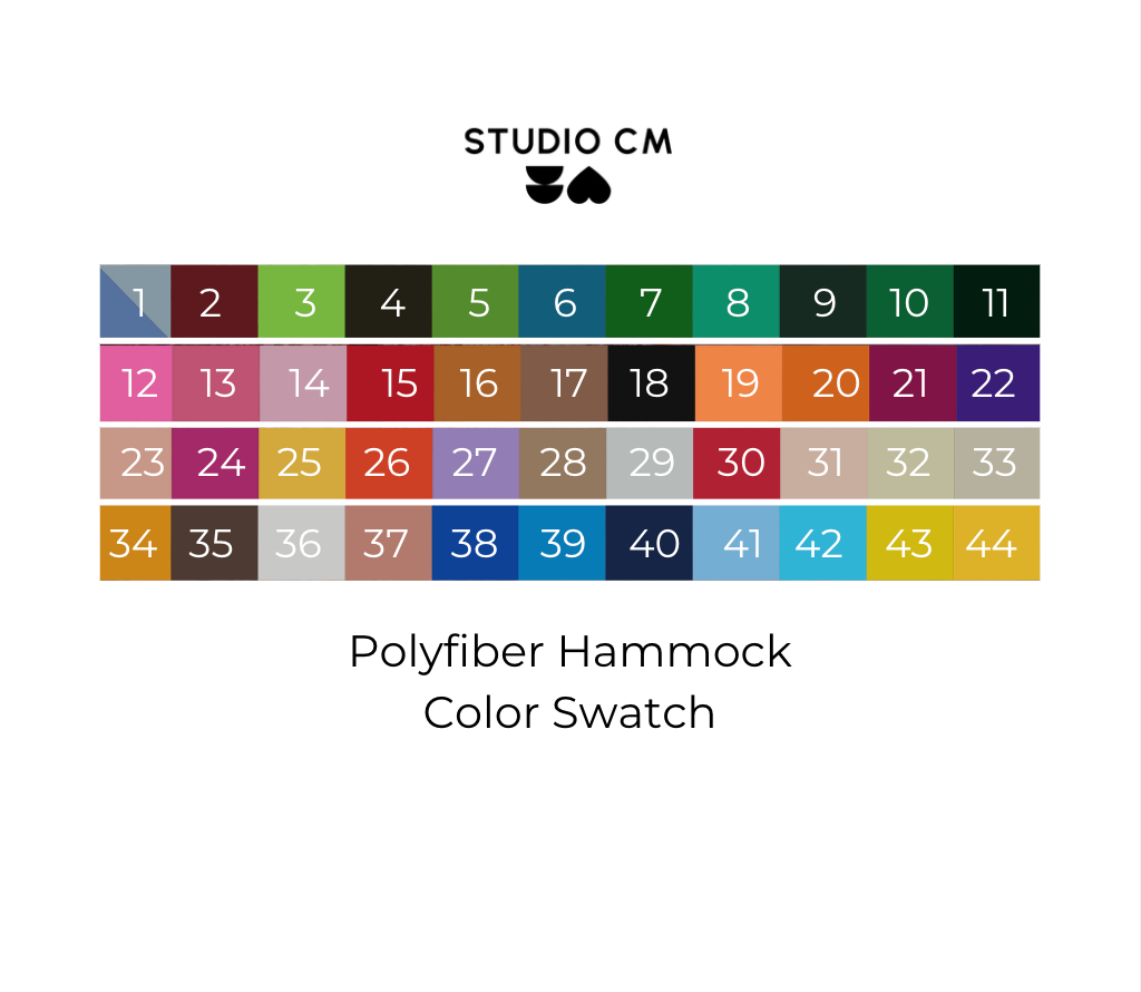 Studio CM | color swatch options for polyfiber hammocks in our custom collection