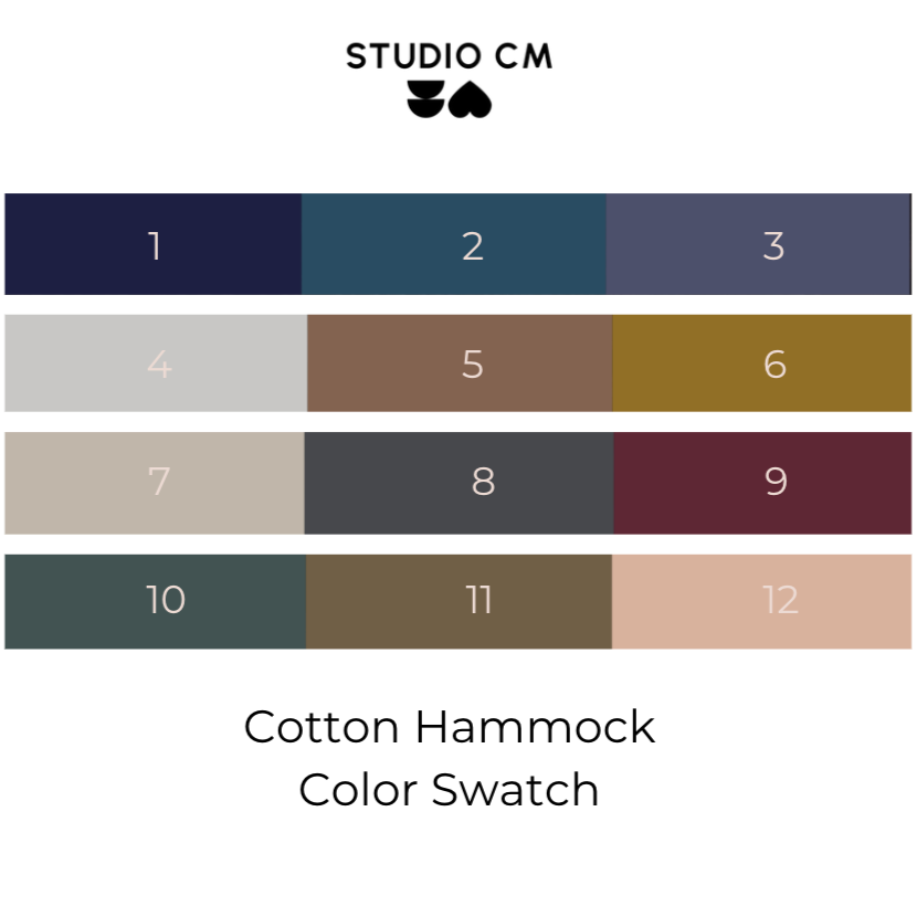 Studio CM | A list of custom colors available for our handmade hammocks.